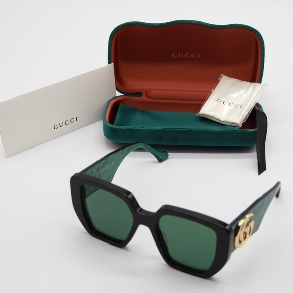 NEW GUCCI SUNGLASSES GUCCI GG0956S 001 BLACK GREEN WOMEN’S SUNGLASSES - Picture 13 of 14